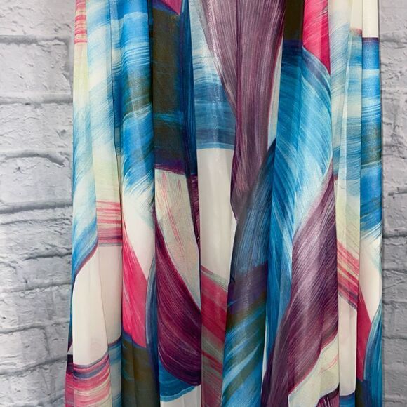 Scala strapless brush print multicolor maxi dress sz 4 - Picture 8 of 16